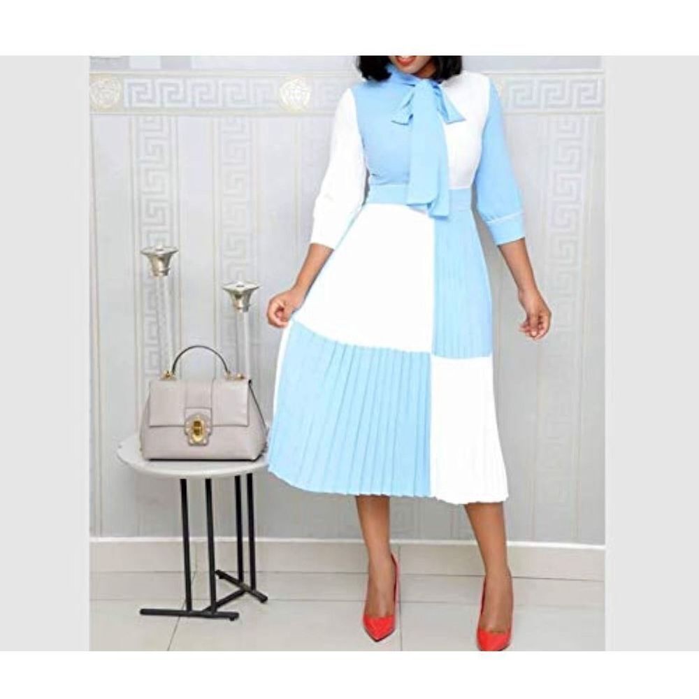 NEW Color Block 3/4 Sleeve Midi Dress Party Career Dress 2X